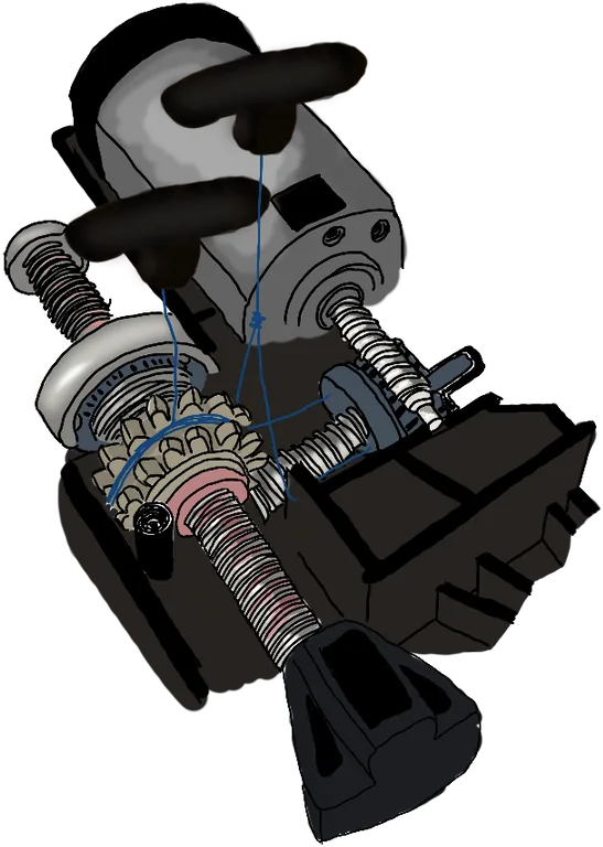 Hand drawing of the LINAK actuator with the new string pull
